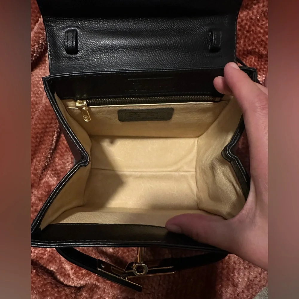 MCM Mini Heritage Satchel | Vintage | Black | Gold | Top Handle | Kelly - Picture 11 of 16